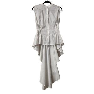 Tyli Sz L Sleeveless White Cotton Peplum High Low Blouse Coquette Feminine
